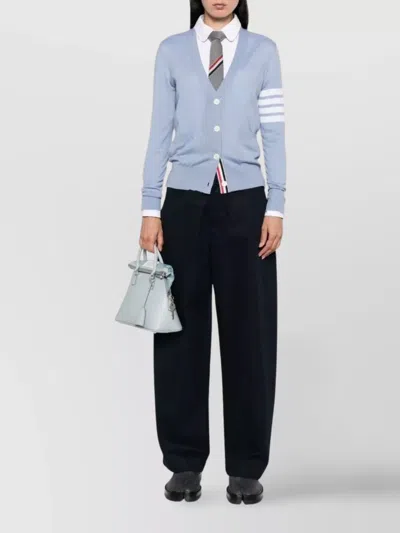 Thom Browne V-neck Cardigan Stripe Detail In Blue