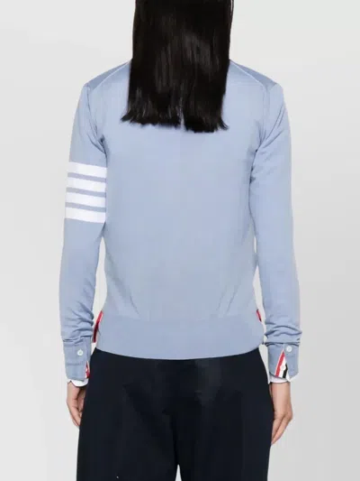 Thom Browne V-neck Cardigan Stripe Detail In Blue