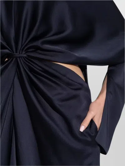 Stella Mccartney Draped Knot Long Sleeve Wrap Dress In Blue