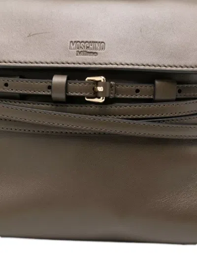 Moschino Nappa Foresta Calfskin Top Handle Tote In Green