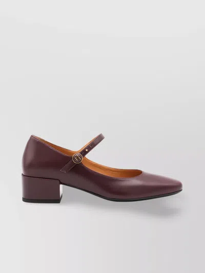 Tod's Chunky Heel Round Toe Leather Pumps