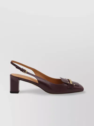 Tod's Chunky Heel Buckle Square Toe Pumps