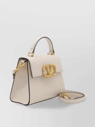 Valentino Garavani Garavani Vsling Small Handbag In Grainy Calfskin With Jewel Logo Woman Ivory Uni In White