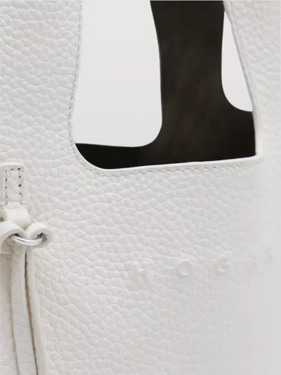 Hogan Leather Textured Top Handle Detachable Strap In White