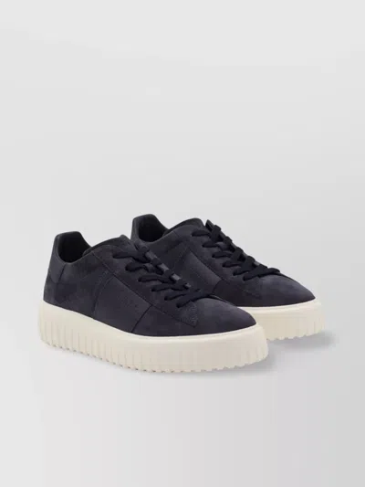 Hogan Round Toe Suede Finish Rubber Sole Sneakers In Blue