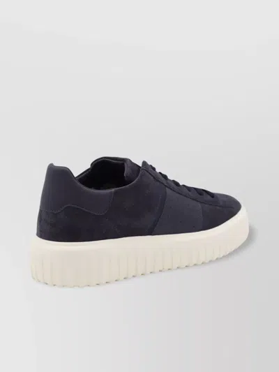 Hogan Round Toe Suede Finish Rubber Sole Sneakers In Blue