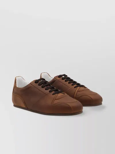 Moschino Low Top Sneakers Stitch Detailing In Brown