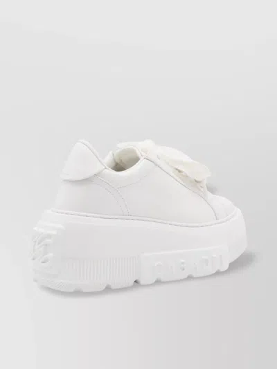 Casadei Nexus Net Salento Leather Platform Sneakers In White