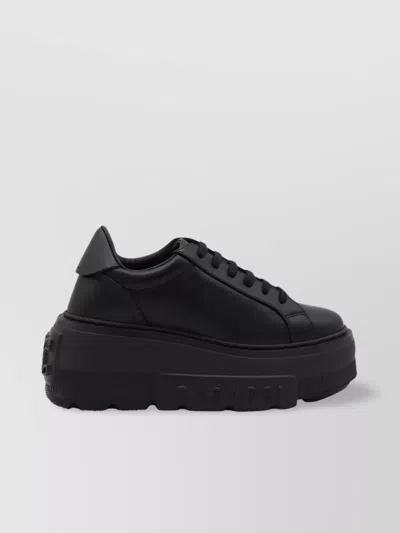Casadei Low Top Platform Sneakers In Black