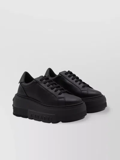 Casadei Low Top Platform Sneakers In Black