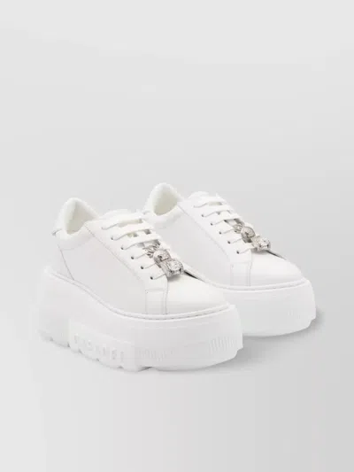 Casadei Low Top Sneakers Platform Sole In White