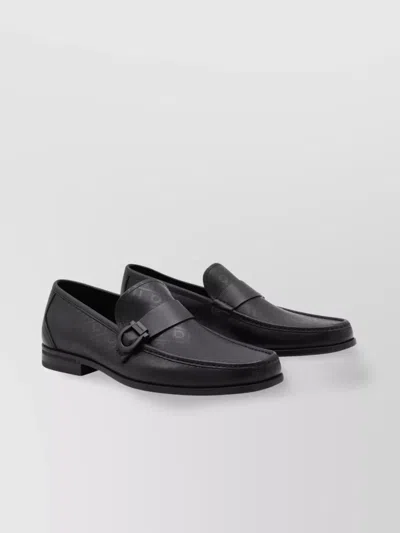 Ferragamo Monogram Pattern Buckle Detail Loafers