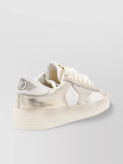 Golden Goose Low Top Sneakers With Metallic Finish And Star Detail In White