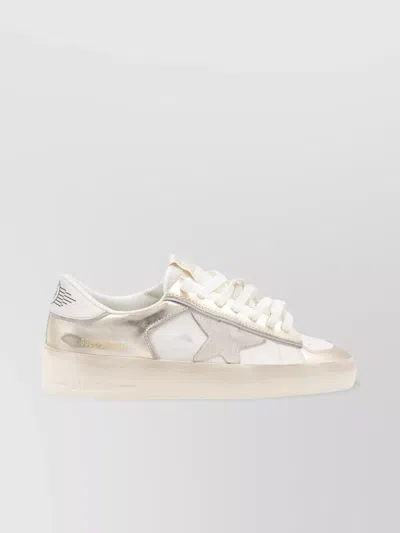 Golden Goose Low Top Sneakers With Metallic Finish And Star Detail In White