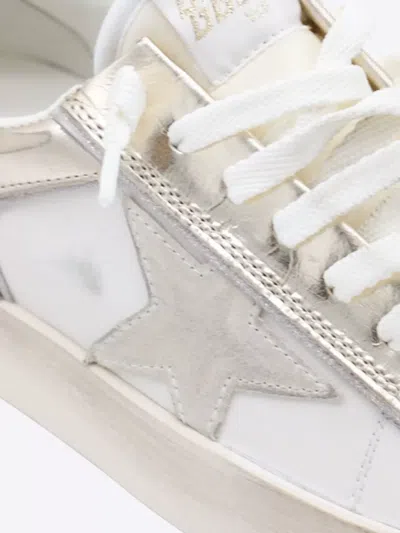 Golden Goose Low Top Sneakers With Metallic Finish And Star Detail In White