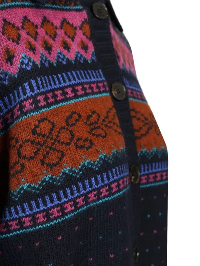 Etro Blue Multicolor Cardigan Knitwear Blue