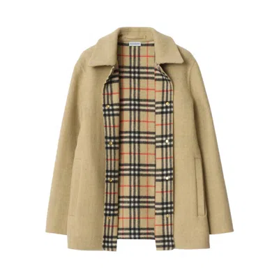 Burberry Wool Double-faced Overshirt In Nude