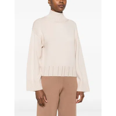 Fabiana Filippi Wool Turtleneck Sweater With Dropped Shoulders In Neutral