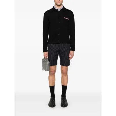 Thom Browne Button-front Knit Cardigan With Grosgrain Detailing In Black