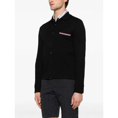 Thom Browne Button-front Knit Cardigan With Grosgrain Detailing In Black