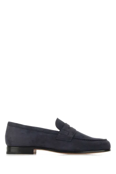 Church's Navy Blue Leather Heswall Loafers In Black