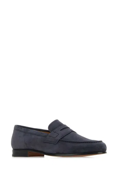 Church's Navy Blue Leather Heswall Loafers In Black