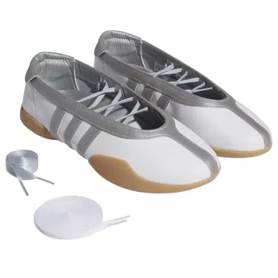 Adidas Originals Taekwondo Mei Ballet Metallic Leather-trimmed Leather Sneakers In Silver