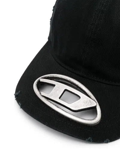 Diesel Oval-d Cotton Baseball Cap In Black