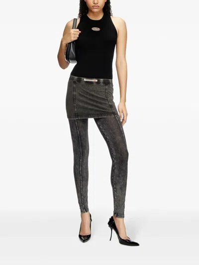 Diesel 'm-caddix' Black Top With Oval D Logo Plaque On The Front In Black