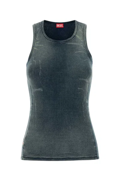 Diesel Denim Blue Stretch Cotton T Go Tank Top In Green