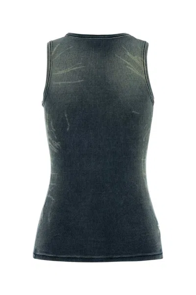 Diesel Denim Blue Stretch Cotton T Go Tank Top In Green