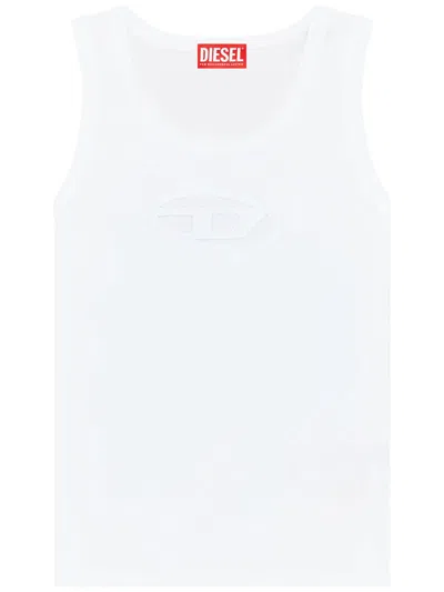 Diesel Logo-embellished Sleeveless Tank Top In White