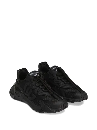 Dolce & Gabbana Daymaster Black Leather Blend Sneakers In Multi