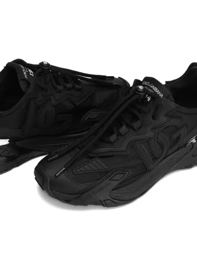 Dolce & Gabbana Daymaster Black Leather Blend Sneakers In Multi
