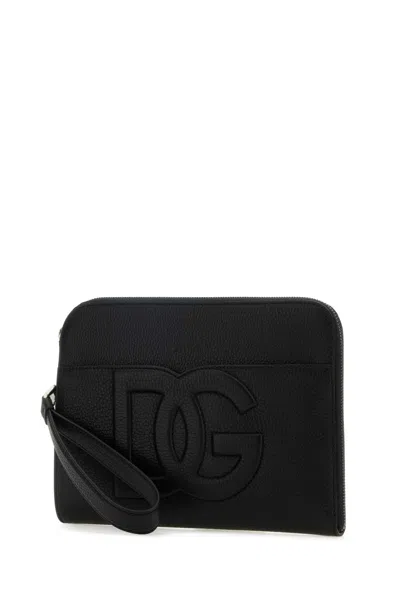 Dolce & Gabbana Men Black Leather Pouch