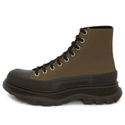 Alexander Mcqueen Leather Ankle Boots 'khaki Green'