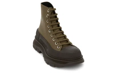 Alexander Mcqueen Leather Ankle Boots 'khaki Green'