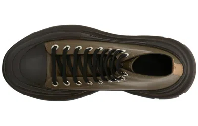 Alexander Mcqueen Leather Ankle Boots 'khaki Green'