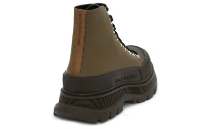 Alexander Mcqueen Leather Ankle Boots 'khaki Green'