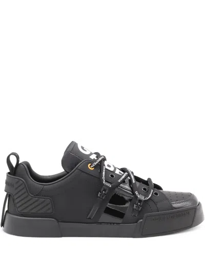 Dolce & Gabbana Sneakers Low Top Perforated Toe In Black