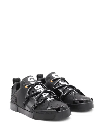 Dolce & Gabbana Sneakers Low Top Perforated Toe In Black