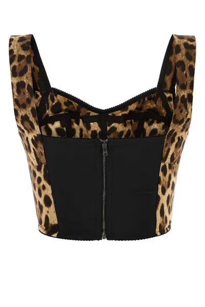 Dolce & Gabbana Printed Stretch Silk Blend Bodice In Multi