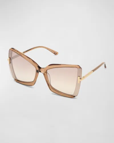 Tom Ford Gia Semi-rimless Butterfly Sunglasses