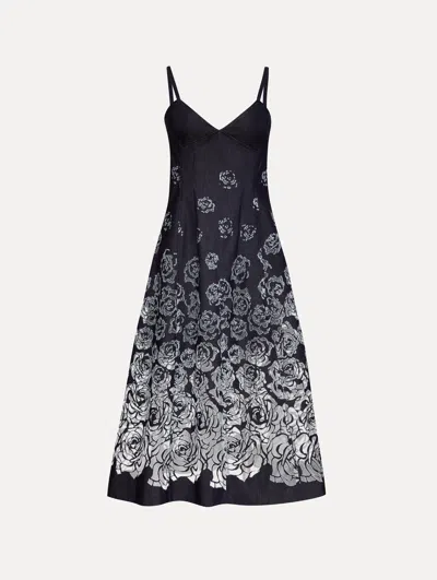 Oscar De La Renta Rose Devor Denim Sleeveless Dress