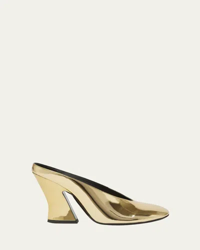 Givenchy Mule With Sculpted Heel In Leather Mirror Effect In Gold