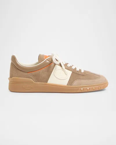 Valentino Upvillage Low-top Suede Sneakers In Brown