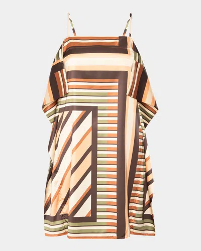 Misa Mayam Geometric Scarf Mini Dress In Brown