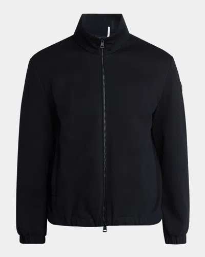 Moncler Jacket Featuring Wool Sleeves And High Collar In Black