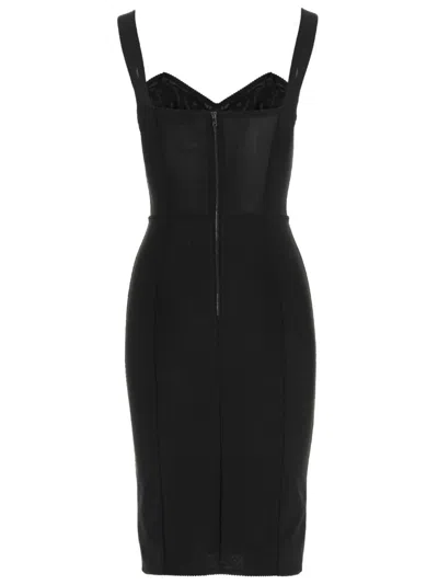 Dolce & Gabbana Fitted Dress With Textured Panels In Black