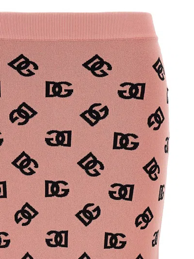 Dolce & Gabbana High-waist Sheath Skirt With Dg Jacquard Logo In Pink